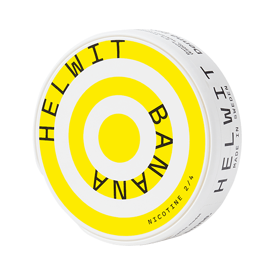 Helwit Banana nicotine pouch can – tobacco-free, banana flavor, available at NiqPouches.com