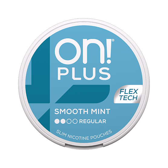On! Plus Smooth Mint Regular nicotine pouch can – tobacco-free, cool mint flavor, available at NiqPouches.com