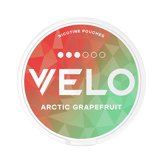 VELO Arctic Grapefruit nicotine pouch can – tobacco-free, juicy grape flavor, available at NiqPouches.com