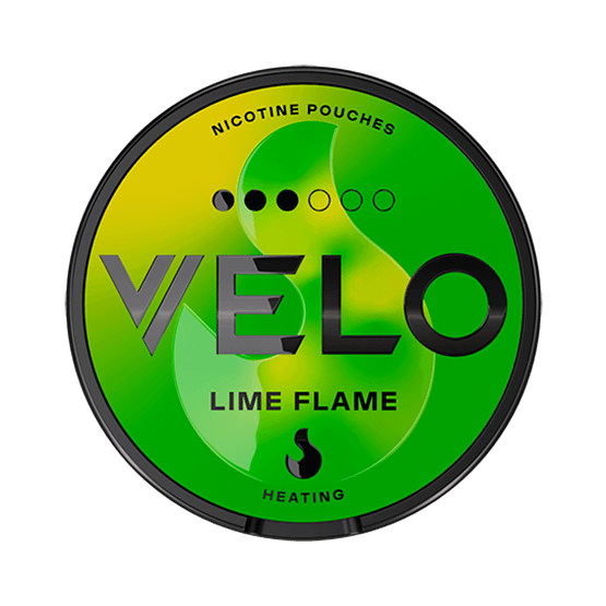 VELO Lime Flame nicotine pouch can – tobacco-free, lime flavor, available at NiqPouches.com