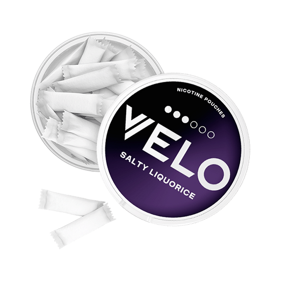 Purple Velo Salty Licorice nicotine pouch can