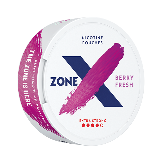 ZONE X Berry Fresh Medium BILD nicotine pouch can – tobacco-free, berry flavor, available at NiqPouches.com