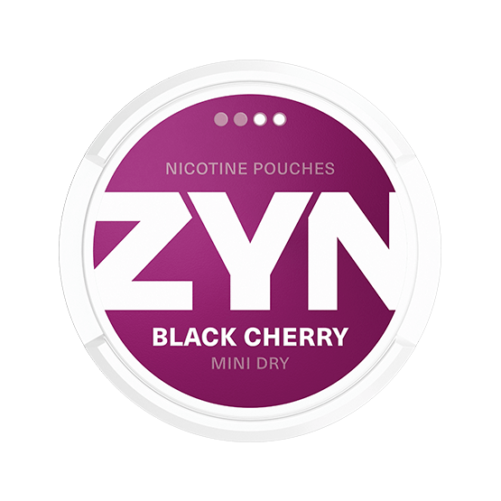 ZYN Mini Black Cherry 3 mg nicotine pouch can – tobacco-free, cherry flavor, available at NiqPouches.com