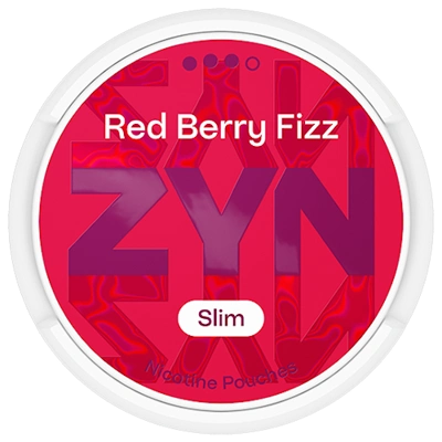 ZYN Red Berry Fizz Slim nicotine pouches packaging on a white background