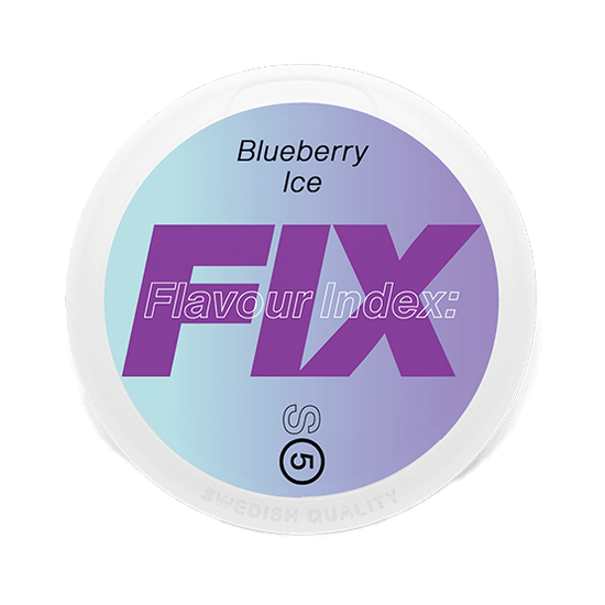 FIX Blueberry Ice S5 nicotine pouch can – tobacco-free, sweet blueberry flavor, available at NiqPouches.com