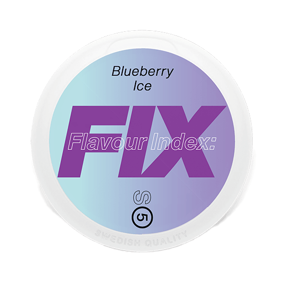 FIX Blueberry Ice S5 nicotine pouch can – tobacco-free, sweet blueberry flavor, available at NiqPouches.com