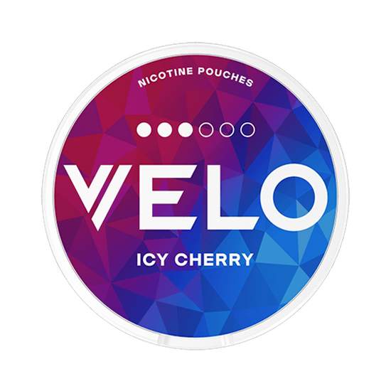 VELO Icy Cherry nicotine pouch can – tobacco-free, nicotine mint and cherry, available at NiqPouches.com