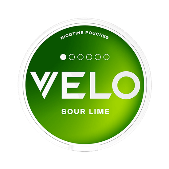 Green container of Velo nicotine pouches with &
